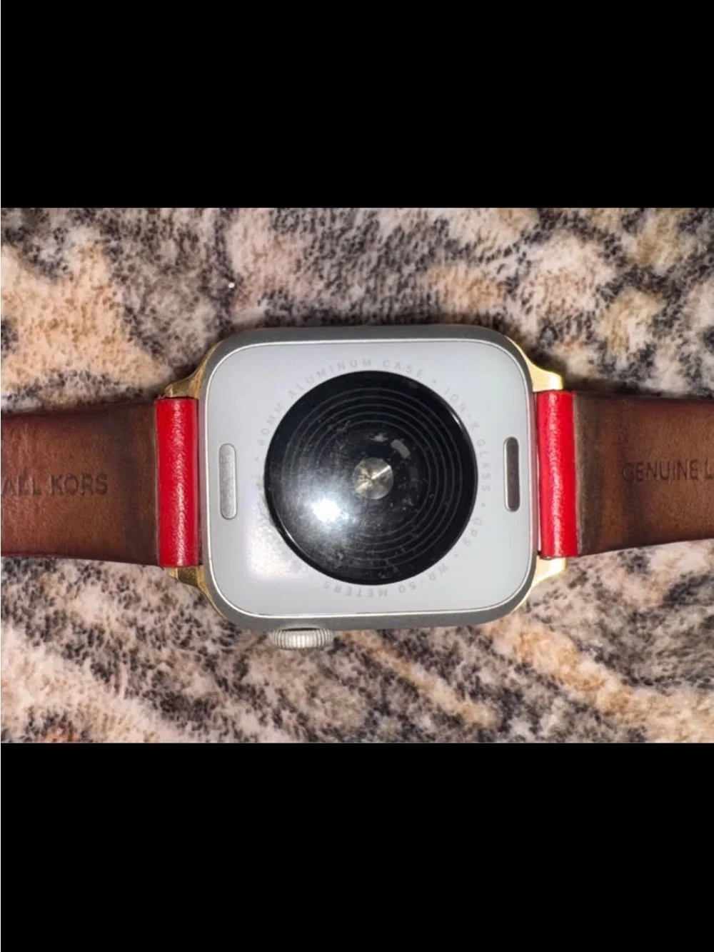 Apple Watch SE 40mm Aluminum Case with Red Michael Kors Leather Strap